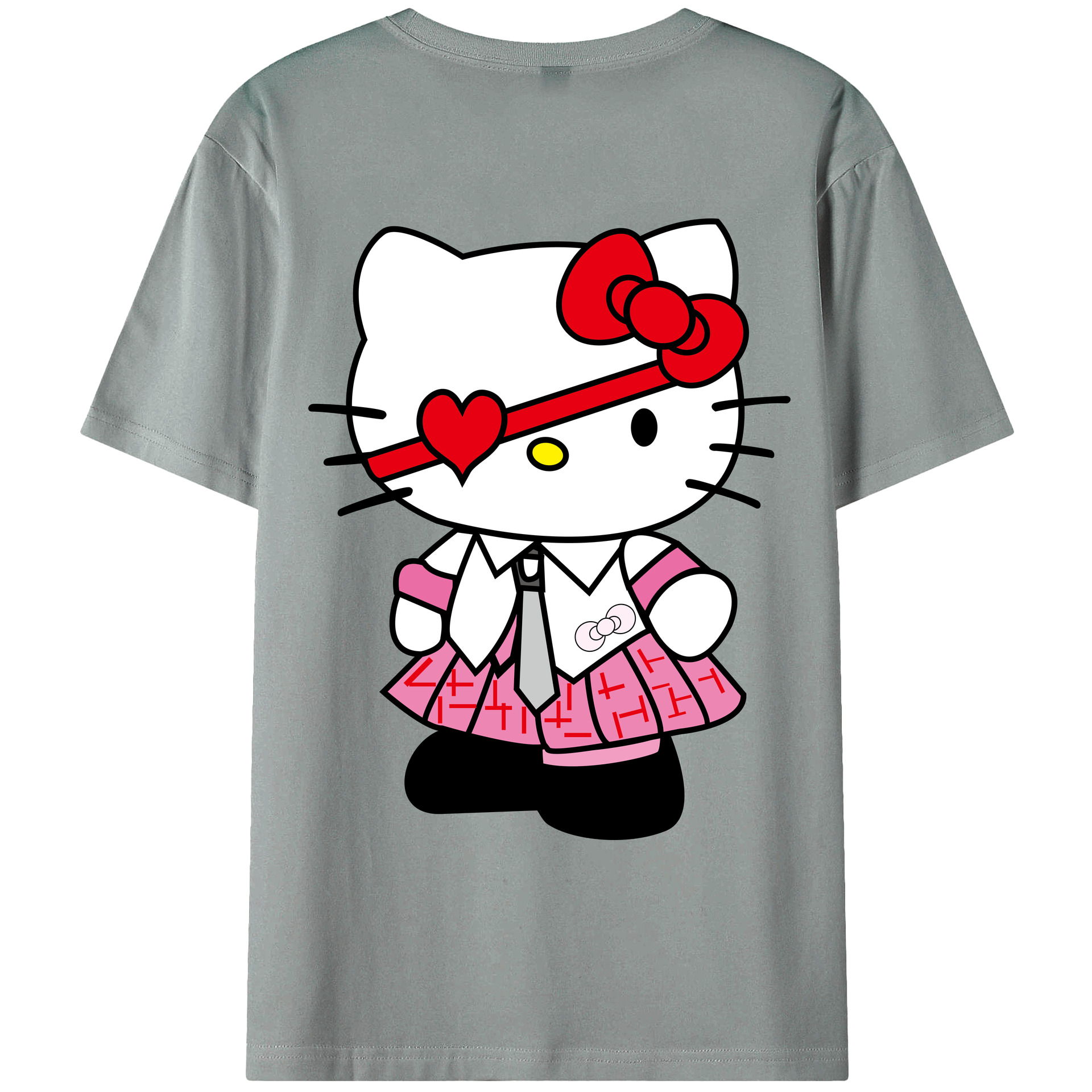 （画像用） Hello Kitty ハローキティ 綿100％ メンズ半袖Tシャツ（バックプリント） 通気性